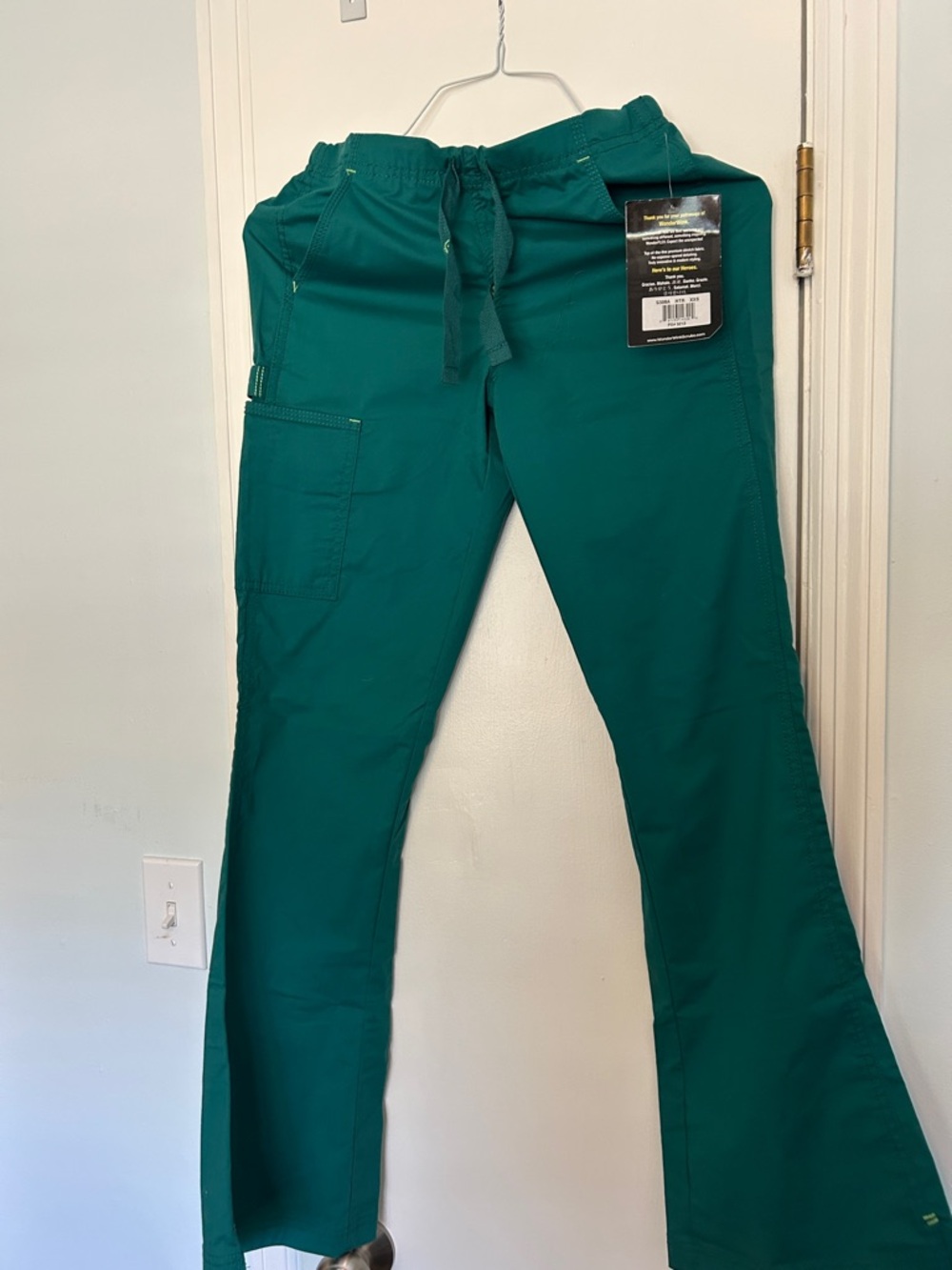 NWT Womens WonderWink Green Drawstring Medical Scrub Pants